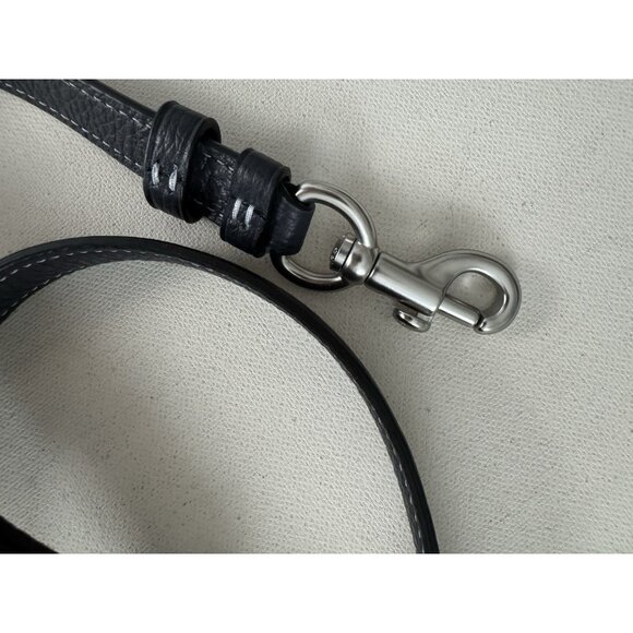 COACH Navy Blue Pebble Leather Buckle Adjustable Shoulder Strap Silver Hardware - Picture 4 of 5